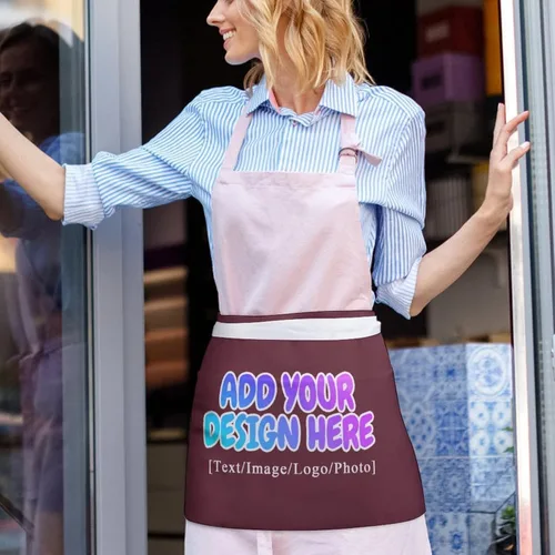 Miniatura 282 de AXKEUDO Delantal personalizado con bolsillos, delantales de cintura para camarera para cocinar en casa, restaurante, servir trabajo