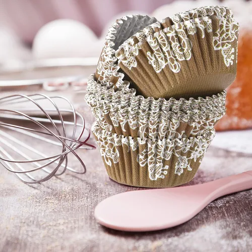 Miniatura 4 de Funtery 300 forros para cupcakes de boda, de encaje rústico, estilo bohemio, para magdalenas, tazas para hornear, a prueba de grasa, para bodas