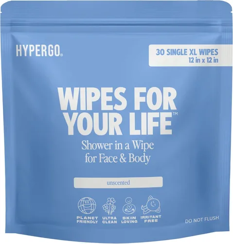 Miniatura 13 de HyperGo Toallitas Corporales XL para Mujeres y Hombres – Toallitas de Limpieza Corporal Completa Sin Enjuague de 12" x 12", Paquete de 20