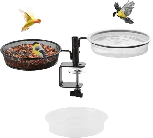 Comederos para pájaros para cubierta, plataforma para comederos de pájaros, soporte de montaje en cubierta, spa para uso dual, soporte para flores,