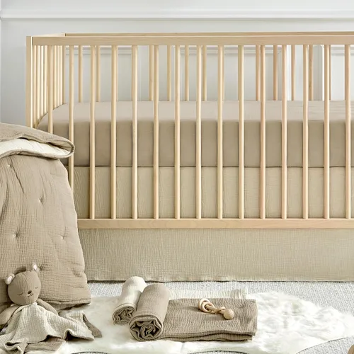 Miniatura 3 de Levtex Baby - Juego de sábanas de muselina Cloud para cuna, se adapta a colchones estándar para cuna y niños pequeños, color liso, cacao y beige