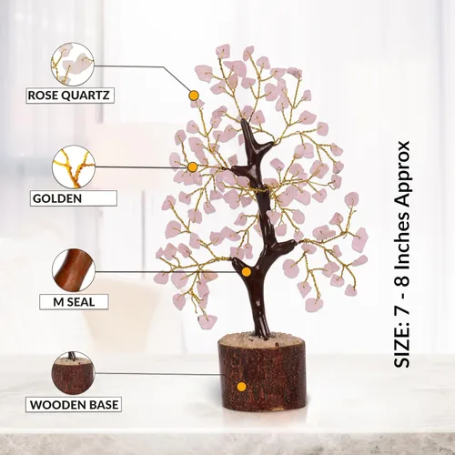 Miniatura 7 de NARIBABU Árbol de cuarzo rosa, cristales y piedras curativas, árbol de la vida de cristal, decoración de oficina en casa rosa, regalos de cumpleaños