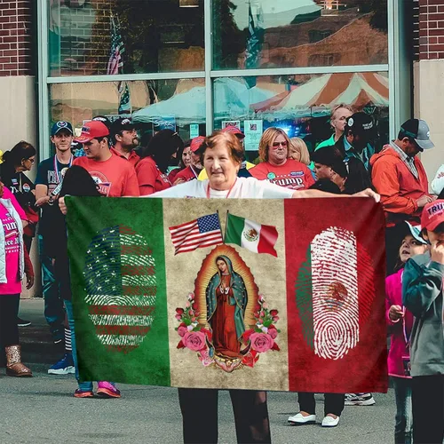 Miniatura 7 de Bandera de México – Bandera de la amistad de Estados Unidos de doble cara con Virgen María – 3 x 5 para exteriores patriótica mexicana americana