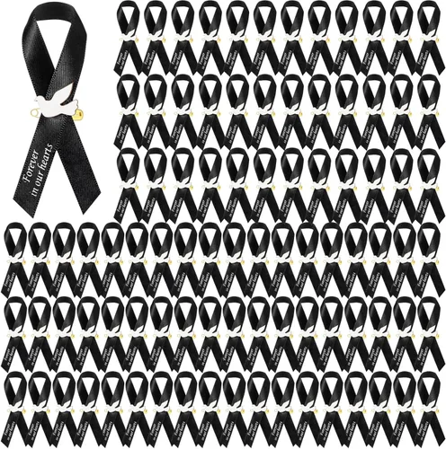 Geosar 100 piezas de lazos de cinta de paloma para funeral conmemorativo, pines de lazos conmemorativos para servicio funerario, lazos