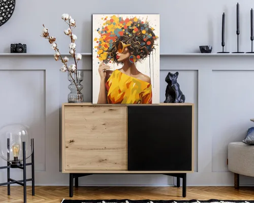 Miniatura 229 de Arte de pared afroamericano, decoración de rey y reina bailarín negro para sala de estar, arte de pareja de amor negro para dormitorio, lienzo