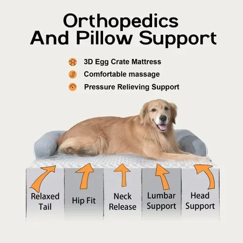Miniatura 3 de Cama ortopédica impermeable para perros pequeños, cama para perros de tamaño mediano, cómoda cama para mascotas y gatos con lados, funda extraíble