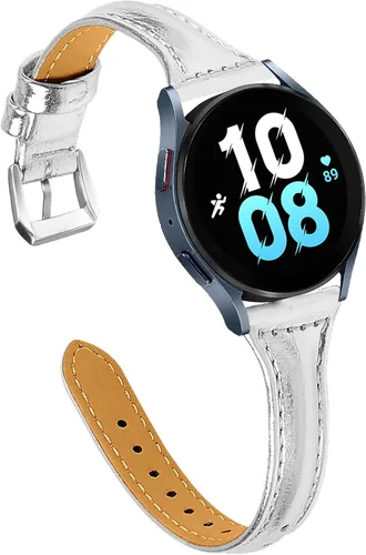 Miniatura 17 de JOYOZY Correa de cuero compatible con Samsung Galaxy Watch 6/7/FE/5/4 de 40 mm, 44 mm, Active (40 mm)/2 (40 mm) (44 mm), correa de muñeca delgada