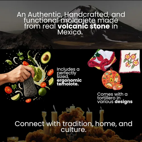 Miniatura 6 de La roca volcánica original Molcajete Mexicano Hecho a mano de auténtica roca de lava en México - Molcajete de Piedra volcanica - Molcajete Mortero