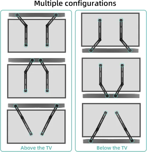 Miniatura 8 de HCMOUNTING Soporte para barra de sonido, montaje de barra de sonido debajo de la TV o encima de la TV se adapta a la mayoría de las barras de sonido