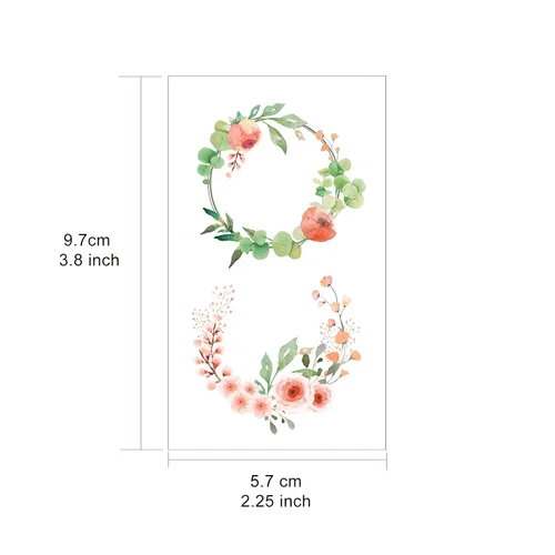 Miniatura 5 de Everjoy Calcomanías de tatuajes temporales de flores, rosas de acuarela, peonía, margarita, arte corporal botánico, tatuajes falsos para mujeres