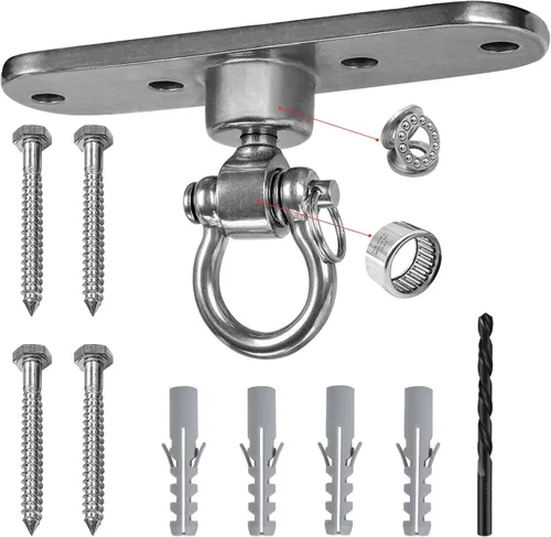 Miniatura 8 de Colgador de columpio de alta resistencia, funcionamiento suave, rodamientos giratorios de 180° y 360°, capacidad de 1500 libras para sillas