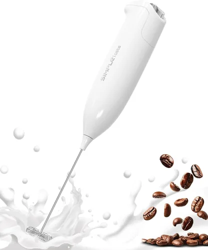 Miniatura 12 de SimpleTaste Espumador de leche de mano que funciona con baterías, eléctrico, fabricante de espuma, mezclador de bebidas con batidor de acero Gris