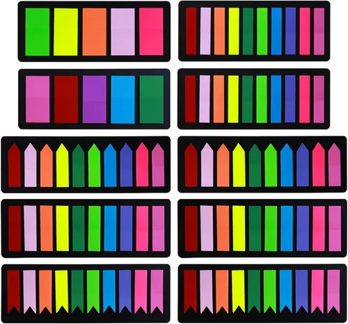 KICNIC Pestañas adhesivas, 2250 unidades, pestañas autoadhesivas para anotar libros, marcadores de página de flechas para cuadernos, Biblia,