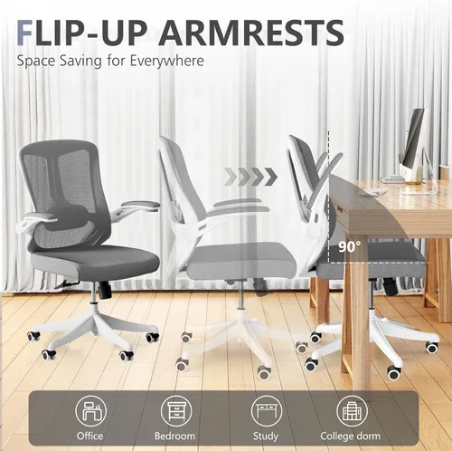 Miniatura 8 de Silla de oficina, silla ergonómica de escritorio cómoda para el hogar, silla de juegos con respaldo medio con ruedas, altura ajustable, soporte