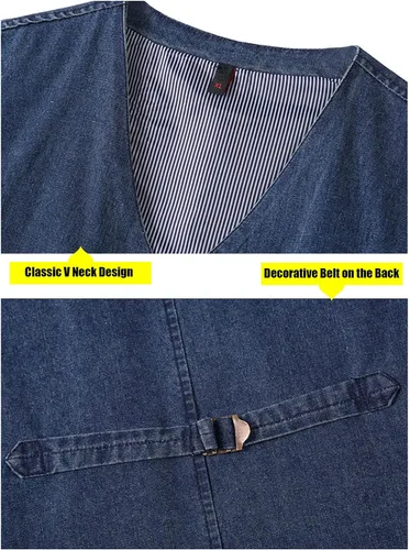 Miniatura 5 de HangNiFang - Chaleco casual con cuello en V para hombre