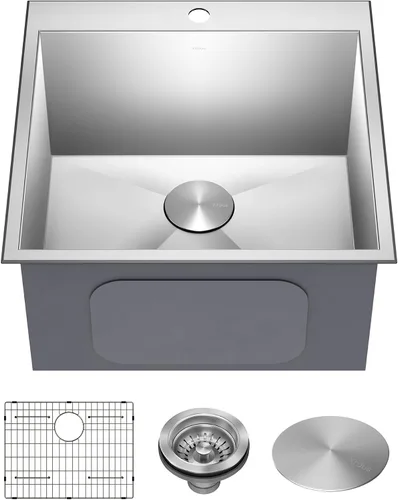 Miniatura 21 de Kraus Standart PRO - Fregadero de cocina de acero inoxidable de calibre 16 con tazón individual para bar, montaje superior/inferior de 18 pulgadas