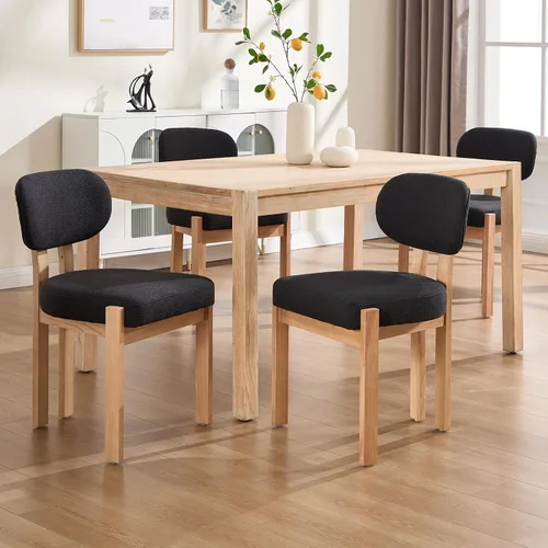Miniatura 13 de Juego de 2 sillas de comedor de madera, modernas de mediados de siglo, tapizadas de chenil, sillas de comedor con patas de madera maciza, silla