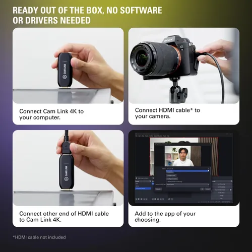 Miniatura 6 de Elgato Cam Link 4K - Tarjeta de captura externa para DSLR y videocámara, ActionCam como cámara web, reunión/transmisión/grabación en 1080p60