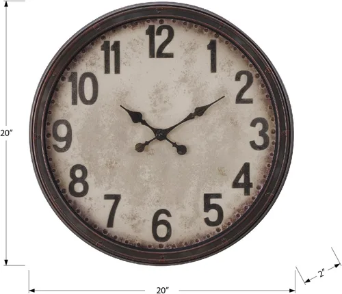 Miniatura 3 de Monarch Specialties I 9054 Relojes, 20" redondo, reloj de pared, marrón antiguo, de transición