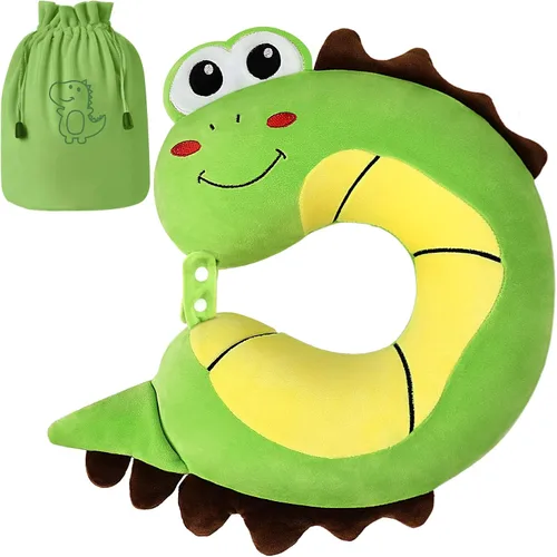 urnexttour Almohada de viaje para niños, bonita almohada de cuello de espuma viscoelástica con bolsa de viaje, almohada de avión suave y ajustable