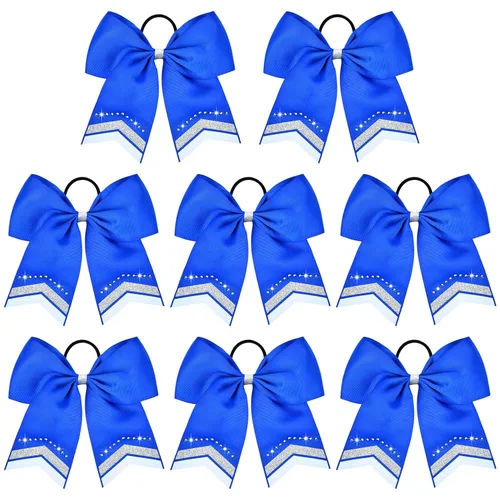 Miniatura 12 de 8 lazos de animación con brillantina, grandes lazos negros para animar, lazos para el pelo para niñas de 8 pulgadas, banda elástica a granel