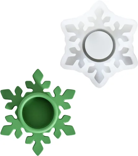 BOOWAN NICOLE Portavelas de copo de nieve, moldes de hormigón, molde de silicona para decoración del hogar (SH0964)