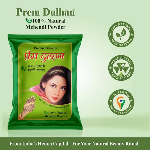 Miniatura 5 de Prem Dulhan Polvo natural de henna mehendi de 35.27 onzas (2.2 lbs) – Coloración orgánica del cabello sin químicos y acondicionamiento profundo