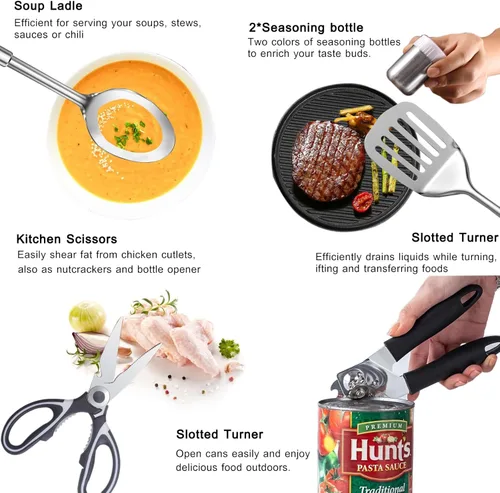 Miniatura 4 de Juego de Utensilios de Cocina para Acampar - Juego de Utensilios de Campamento Elementos Esenciales de Cocina para Campamento en Auto Equipo