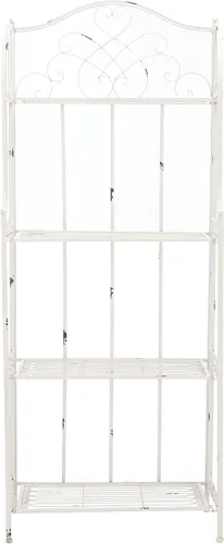 Safavieh PAT5014B Outdoor Collection Amaris - Estante para panaderos de 4 niveles de hierro forjado blanco antiguo