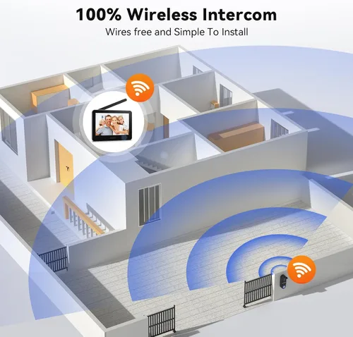 Miniatura 6 de Tmezon Timbre de video inalámbrico con cámara y monitor, sistema de intercomunicación WiFi, cámara 1080P con monitor, video portero con pantalla