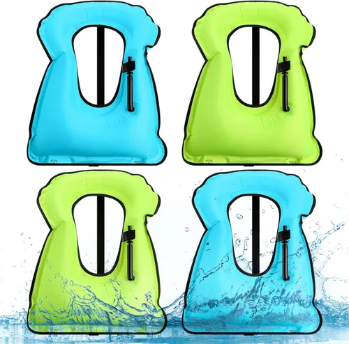 Miniatura 4 de Jerify 4 piezas de chaleco inflable de esnórquel para adultos, chaquetas portátiles de natación, chaquetas ajustables para kayak, chalecos