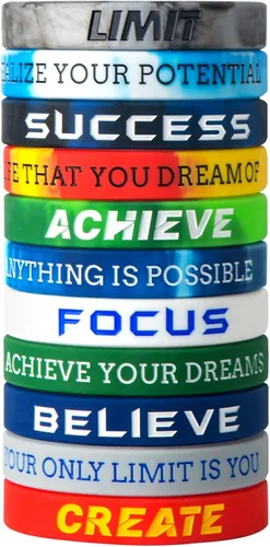 Miniatura 8 de 12 pulseras motivacionales de silicona con mensajes inspiradores para hombres y mujeres, pulseras de goma de élite, pulseras de equipo atlético