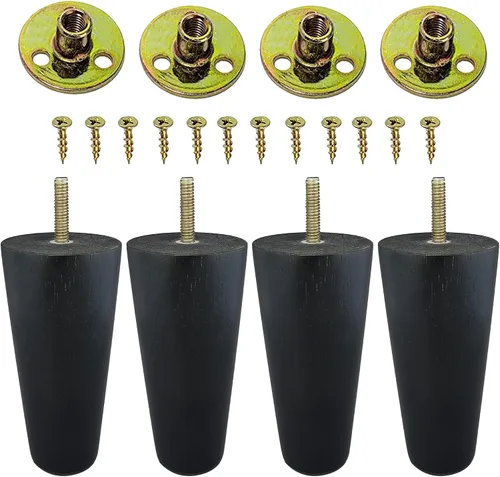 Miniatura 10 de The Blue Cactus Company Juego de 4 patas de madera para muebles (negro, cuadradas)