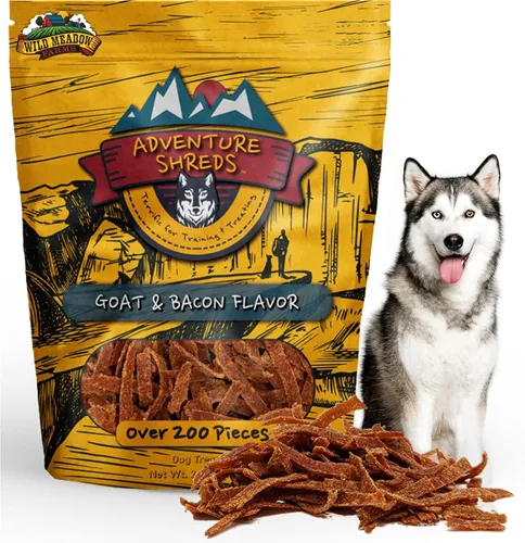 Miniatura 12 de Adventure Shreds Elk & Bacon Golosinas para perros, golosinas suaves y finas para entrenamiento y recompensas, aperitivos sin granos para mascotas