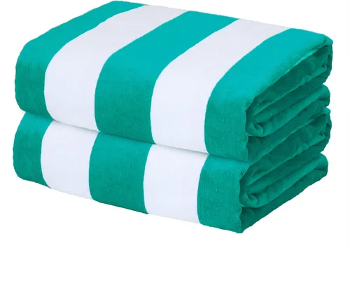 Miniatura 9 de Exclusivo Mezcla Paquete de 2 toallas de playa grandes de algodón de 30 x 60 pulgadas, súper absorbentes, suaves y suaves, para piscina (azul)