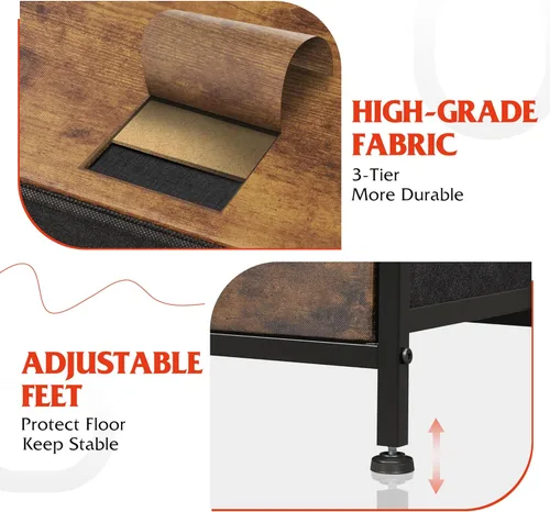 Miniatura 7 de WLIVE Cómoda para dormitorio con 8 cajones, cómoda de tela ancha para almacenamiento y organización, cómodas de dormitorio, cajonera para sala