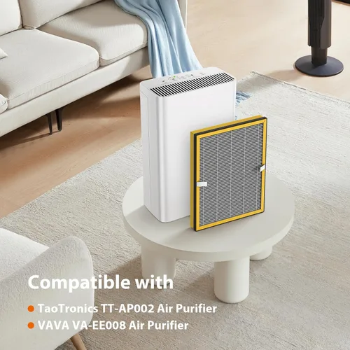 Miniatura 2 de TT-AP002 - Filtro de repuesto True HEPA compatible con TaoTronics TT-AP002 y VAVA VA-EE008 Air Puri, filtro HEPA H13 con carbón activado, paquete