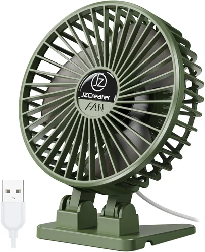 Miniatura 12 de JZCreater Ventilador de escritorio USB, ventilador USB Mini, ventilador de escritorio de rotación 360 con 3 velocidades, ventilador de refrigeración