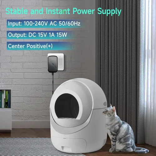 Miniatura 8 de Adaptador de fuente de alimentación de CA CC de 15 V y 1 A de 6 pies con 3 puntas de repuesto para robot de arena, caja de arena para gatos