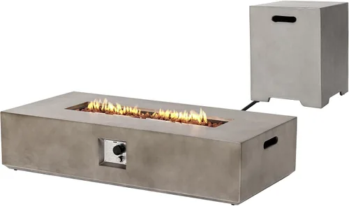 Miniatura 15 de SUNBURY Mesa de fuego de propano para exteriores de 35 pulgadas, mesa de fuego gris para patio de 50,000 BTU, mesa de fuego cuadrada de gas