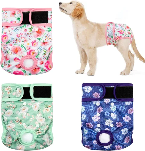 Miniatura 11 de Pañales Lavables para Perras Hembras Paquete de 3, Pañal Reutilizable para Perrita, Pañal para Perro Altamente Absorbente, Pañales Ajustables a
