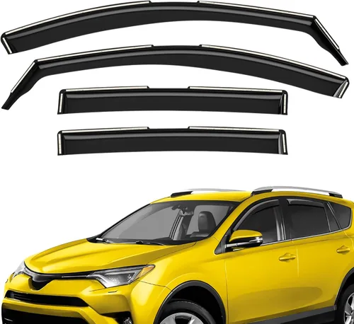 Deflectores de ventana extra duraderos en el canal, protectores de lluvia aptos para Toyota RAV4 2013-2018, viseras solares, ventilación de viento
