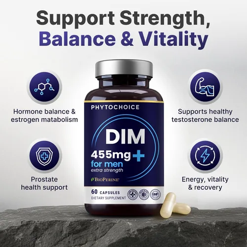 Miniatura 2 de DIM para hombres 350 mg de alta potencia con BioPerine y extracto de brócoli - Complejo total de 455 mg para equilibrio de estrógeno y optimización