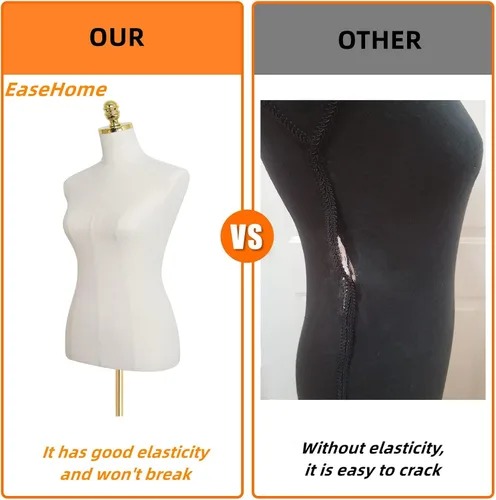 Miniatura 4 de EaseHome Maniquí con forma de torso, 109-185 cm de altura ajustable, cuerpo femenino de maniquí para exhibición de ropa con soporte de metal y base