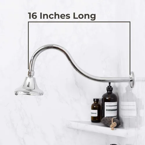 Miniatura 4 de JS Jackson Supplies, brazo de extensión de cabezal de ducha de 16 pulgadas de longitud montada, tubo extensor largo de arco alto, ideal para cabezal