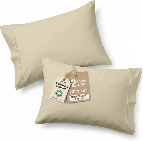 Miniatura 34 de Lane Linen - Juego de 2 fundas de almohada, 100% algodón orgánico puro, tamaño king, color amarillo claro/vainilla (20 x 36 pulgadas)