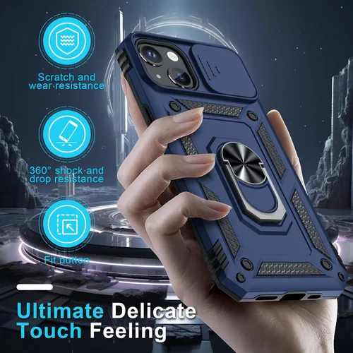 Miniatura 7 de Janmitta Funda para iPhone 12 Mini y 13 Mini con Lente de Cámara Deslizante Integrada+Protector de Pantalla, Funda de Teléfono Resistente a Golpes