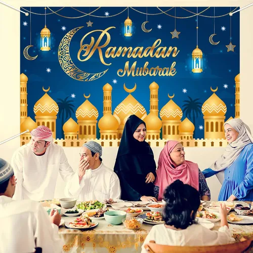 Miniatura 6 de Decoraciones de Ramadán para el hogar - 71 x 44 en Ramadán Banner Mubarak Mesa Mubarak Signo Telón de fondo Favores Colgantes Decoraciones
