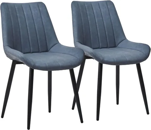 Miniatura 11 de CLIPOP Juego de 2 sillas de comedor, sillas de comedor de piel sintética con asiento tapizado, cojín cómodo con respaldo alto, patas de metal, silla