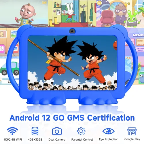 Miniatura 2 de Tablet para niños 2025, tablet Android 12 para niños de 7 pulgadas, 4+32GB ROM (1TB expandible), tablet para niños pequeños con control parental